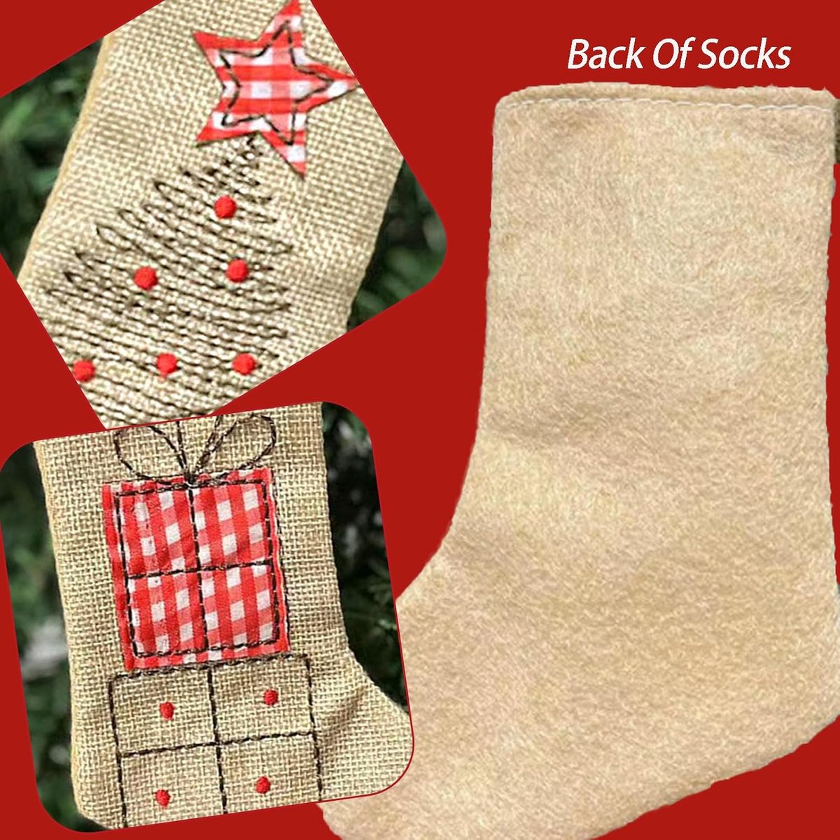 Kousen, Kerstmanlaarzen om te vullen, Hangende Kerstkousen, Hangende Tassen Kerstsokken Kerstmanlaarzen Jute, 14,5 cm x 10 cm (Linnen 4)