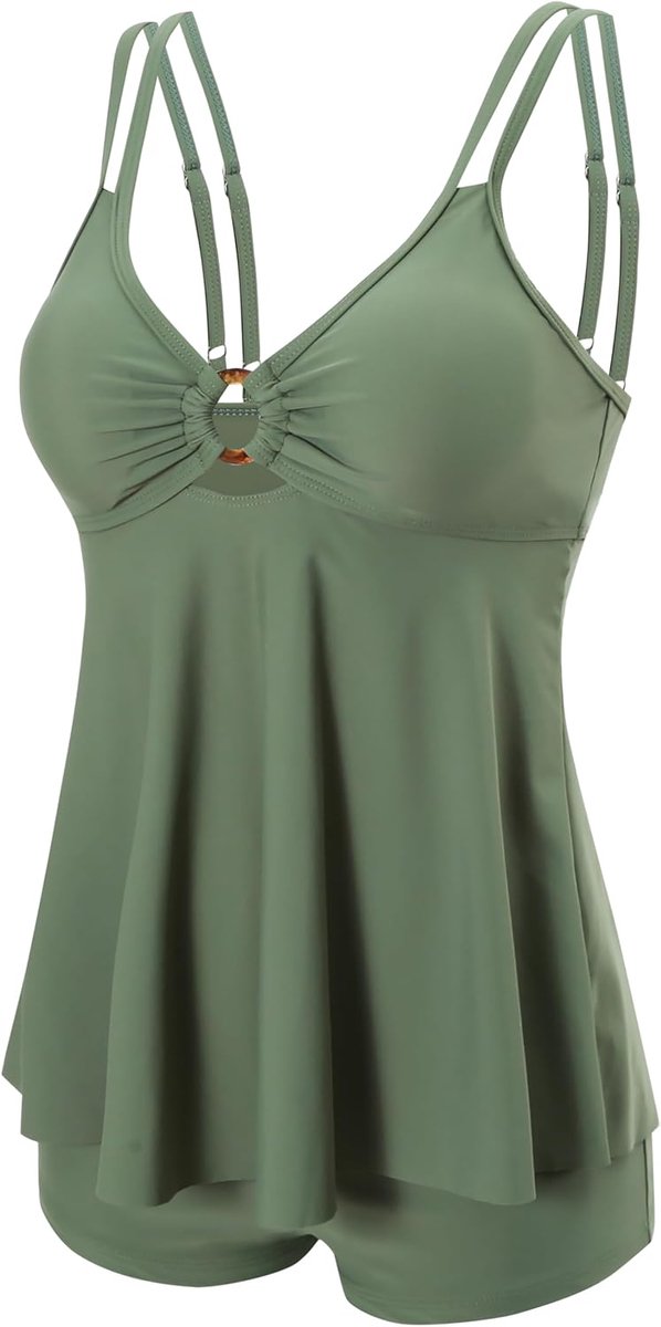 badjurk met hoge taille met zwemshorts, buikweg, badmode met tankini, bovendeel, tankini, gevoerd, sexy