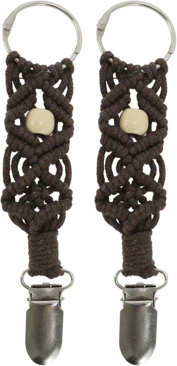 Gevlochten hoedclip, reismutsclip, accessoires voor tassen, rugzakken, portemonnees, buitenbagage, bruin, 2 stuks