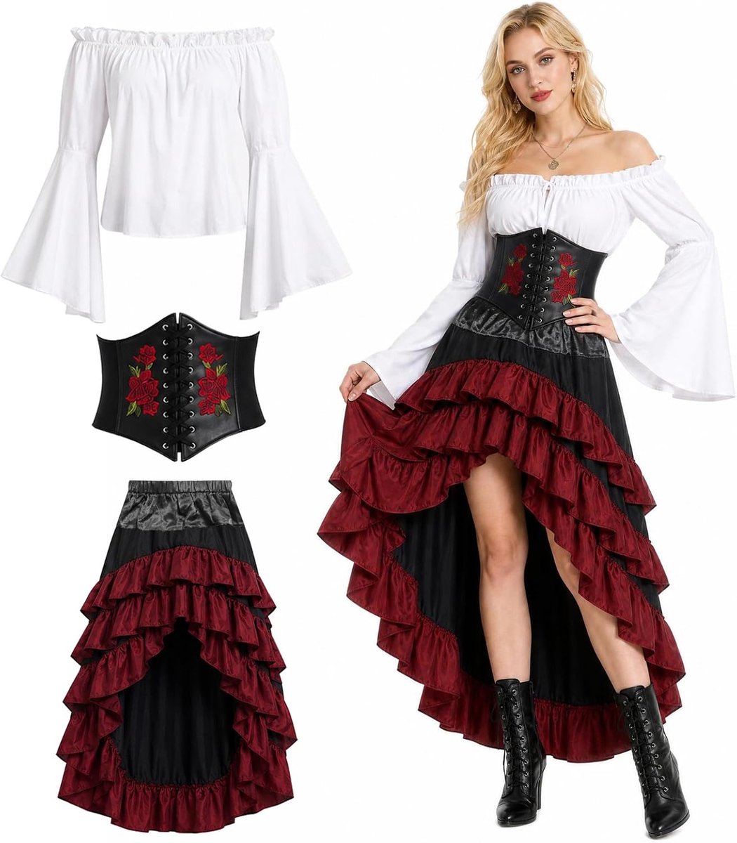 Piratenkostuum voor dames, middeleeuwse kleding voor dames