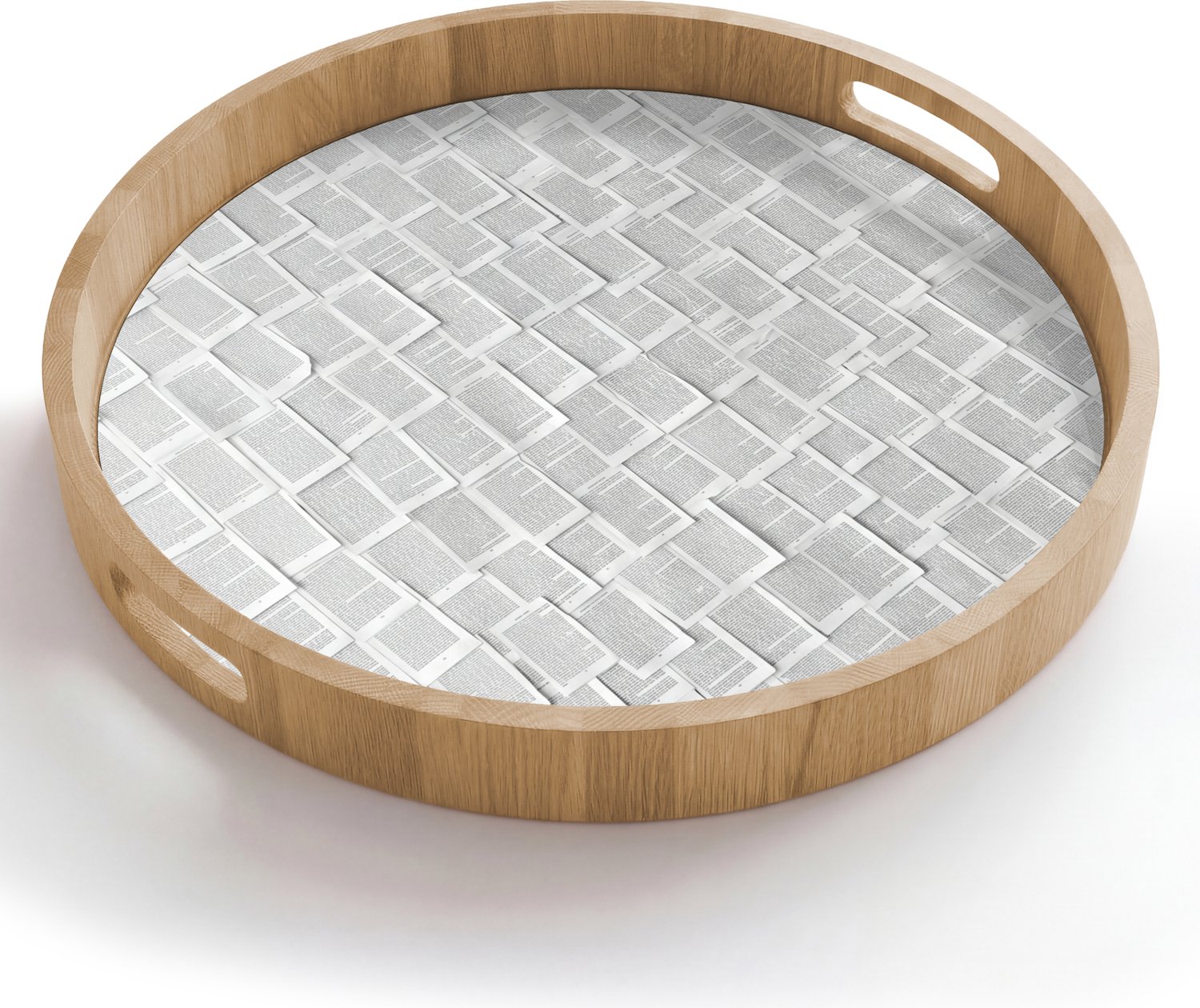Dienblad rond 50x50 cm - Schootdienblad hout - Papier - Overlappend - Textuur - Modern - Wit - Borrelplank rechthoek - Plateau houten dienbladen