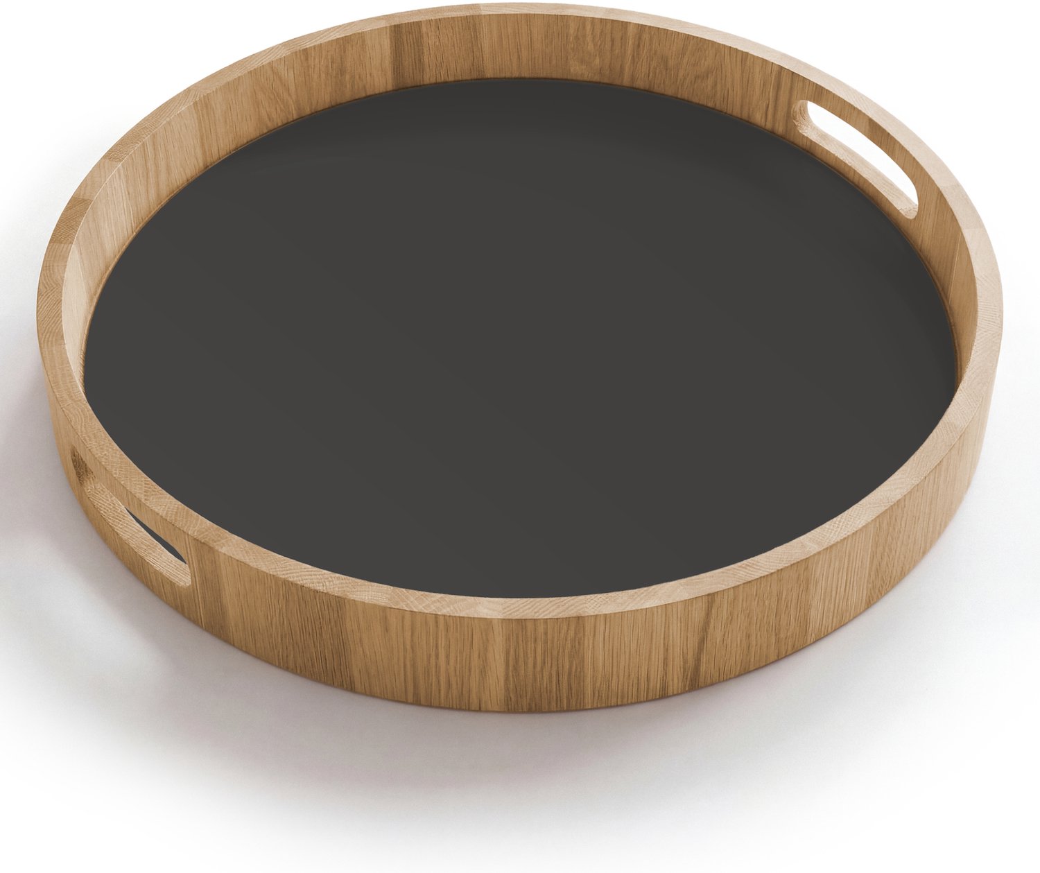 Dienblad rond 40x40 cm - Schootdienblad hout - Charcoal - Grijs- Grey - Borrelplank rechthoek - Plateau houten dienbladen