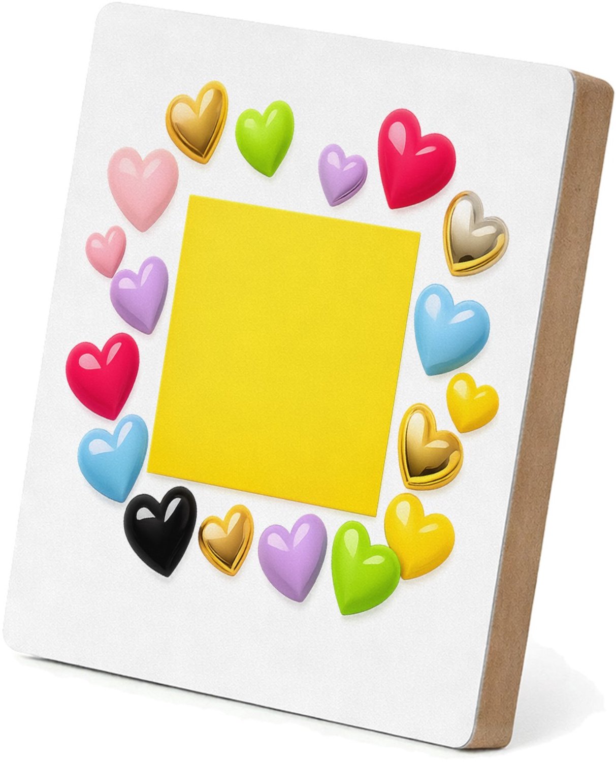 Mr Cadeautjes MDF staande fotolijst 15,2 x 15,2 - design Een speelse centrale kleurkaart met rondom vrolijke glanzend | cadeau Wit
