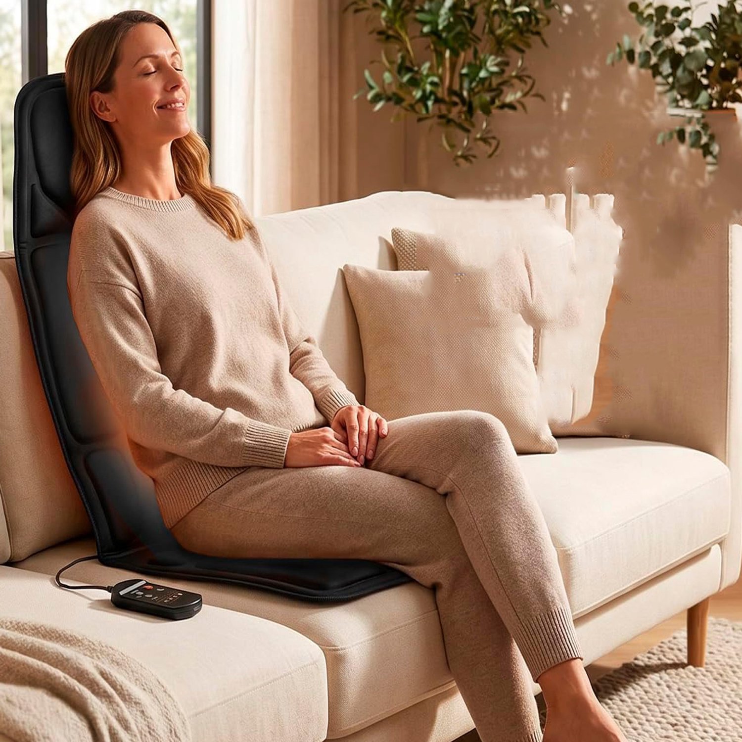 Massagestoel Met Warmtefunctie, Rugmassage Apparaat Met 7 Vibratiemotoren, Elektrisch Massagekussen Voor Stoel, Voor Het Thuiskantoor. – foto 2