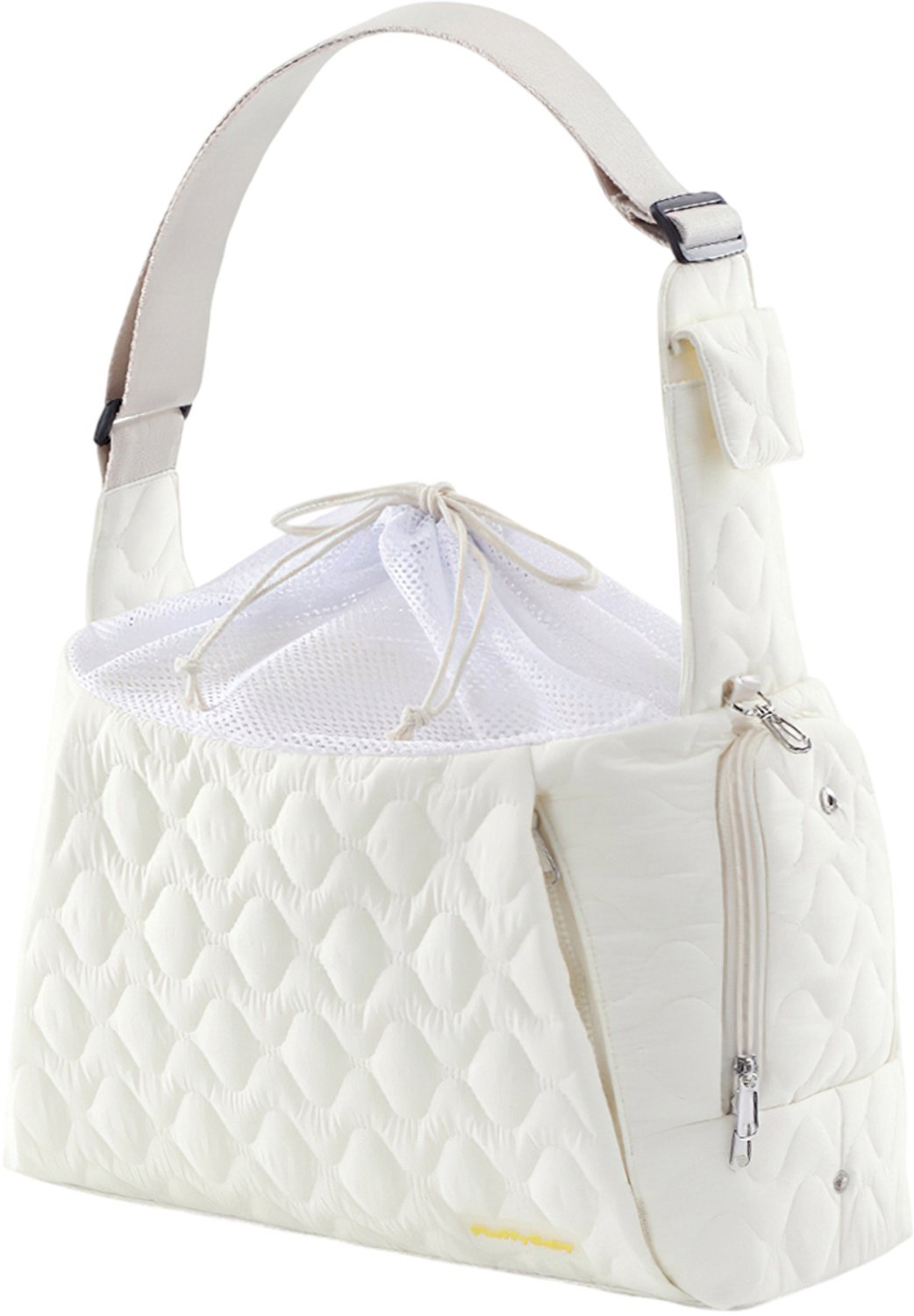 MAGICSHE Draagtas Hond & Kat - Gewatteerde Schoudertas Huisdier Voor Kleine Honden - Lichtgewicht Draagzak Met Verstelbare Riem & Opbergvakken - Tot 7 Kg Beige