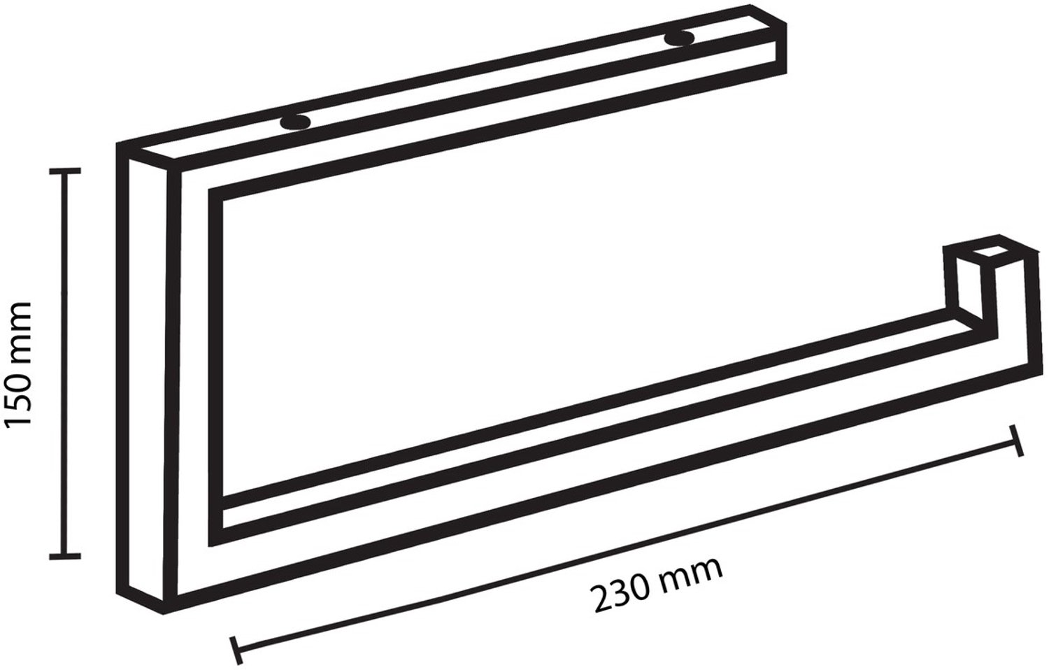 Differnz Handdoekdrager - Badkamerrek van Gepoedercoat Staal - Inclusief Bevestigingsmateriaal voor Eenvoudige Montage - Modern Design - Afmetingen 23 x 15 cm - Kleur Zwart