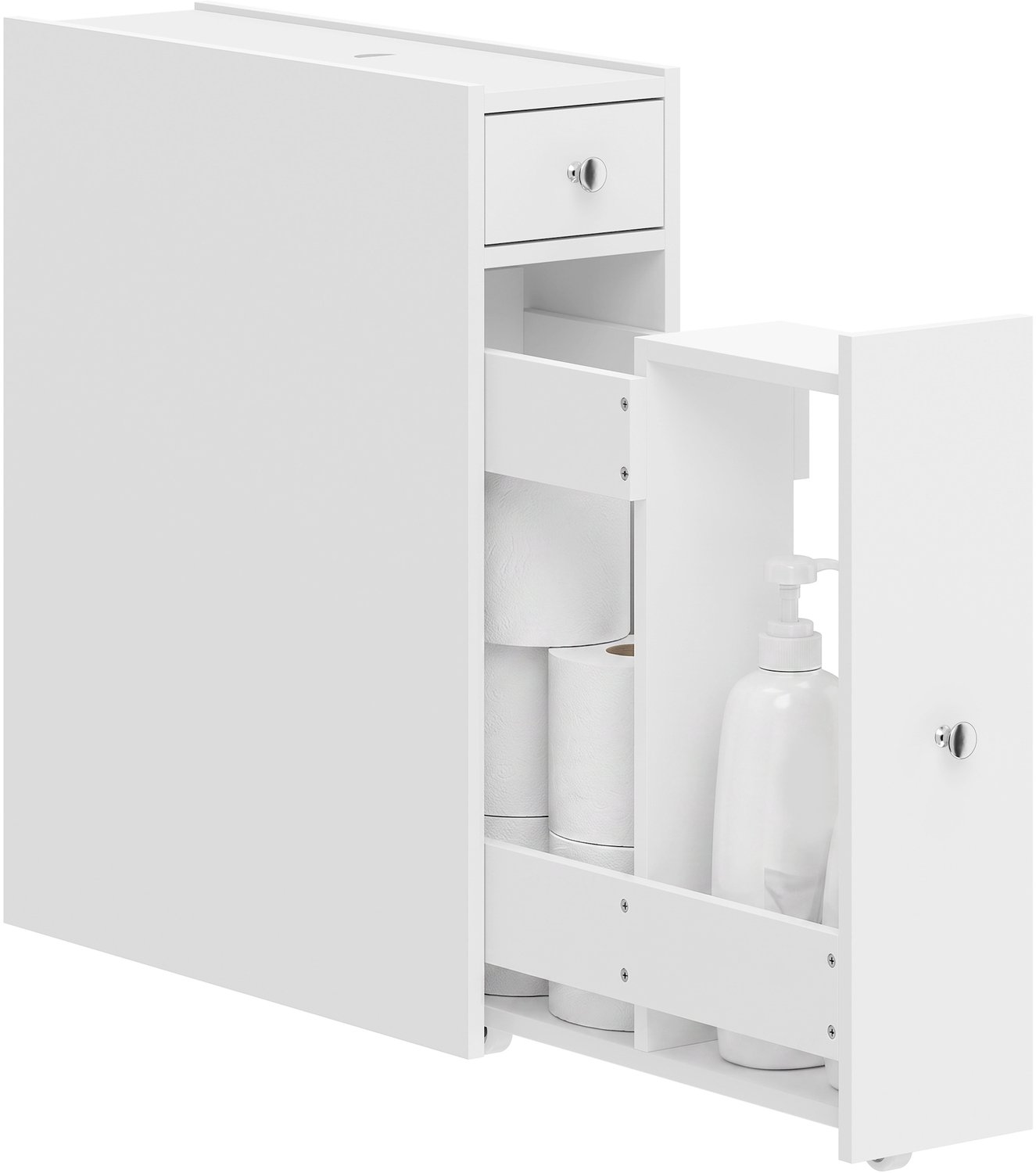HOMCOM Badkamerkastje - MDF - 16 x 48 x 58 cm - Wit