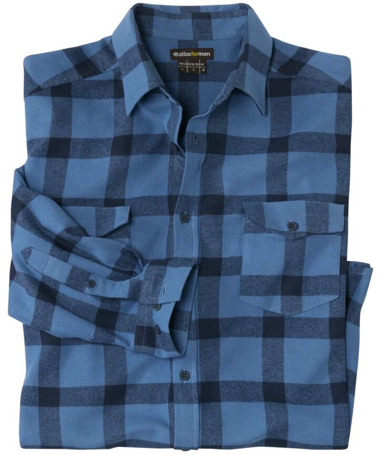 ATLAS FOR MEN Geruit flanellen overhemd Toronto Heren Verkrijgbaar in grote maten Marineblauw