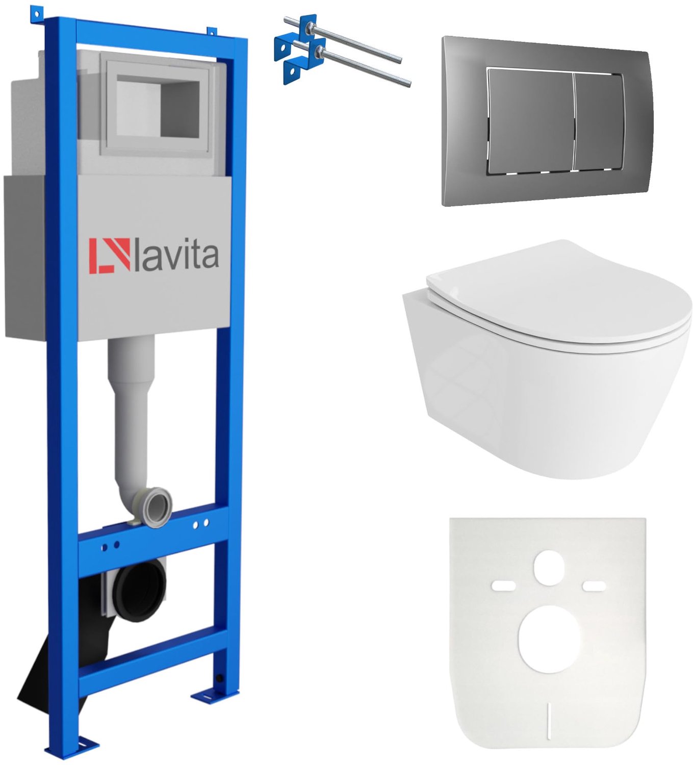 LAVITA complete toiletset PRAIA LAV 101 LAV 200.1.3 randloos satijn