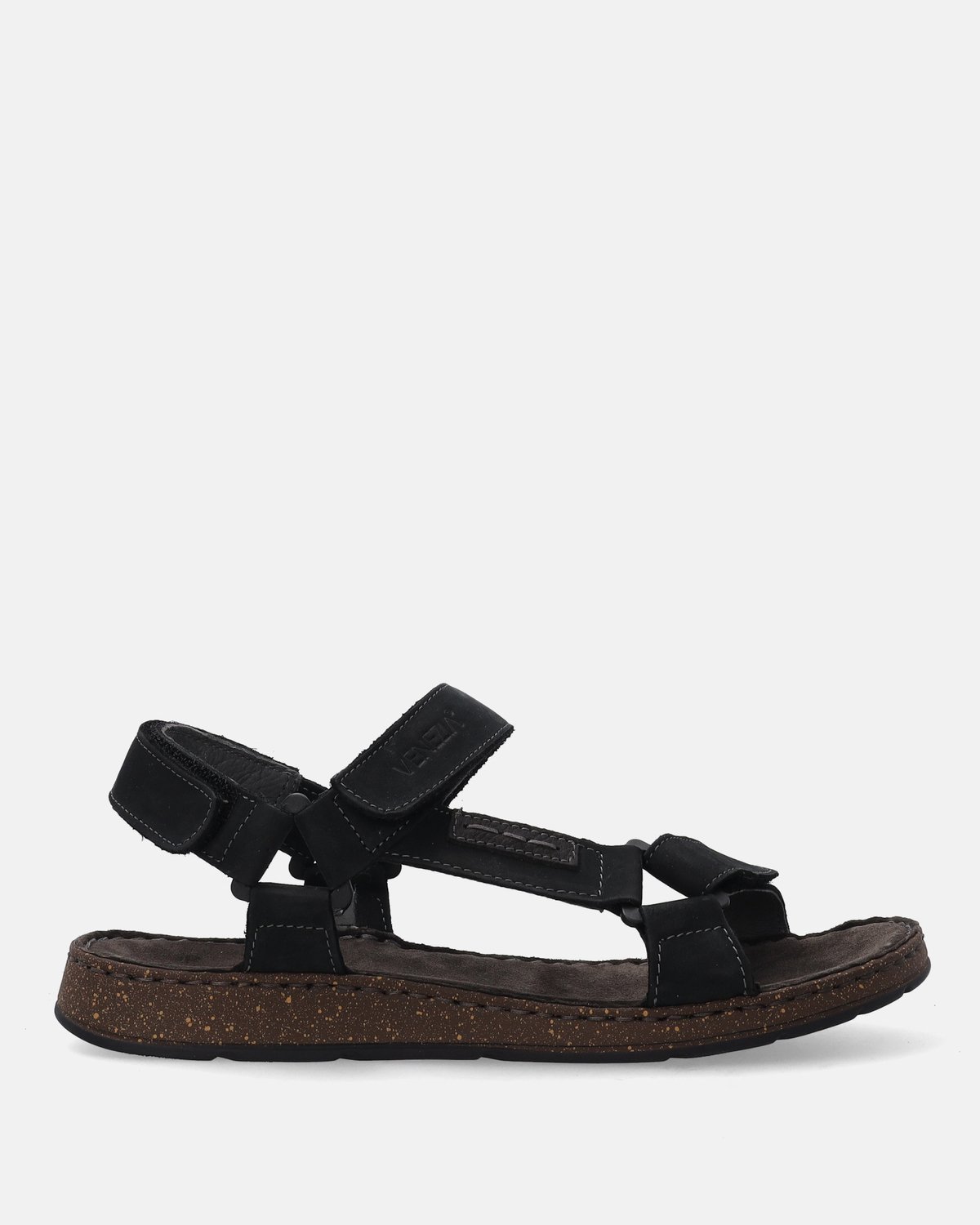 VENEZIA Heren Nubuck Sandalen Klittenband Zwart
