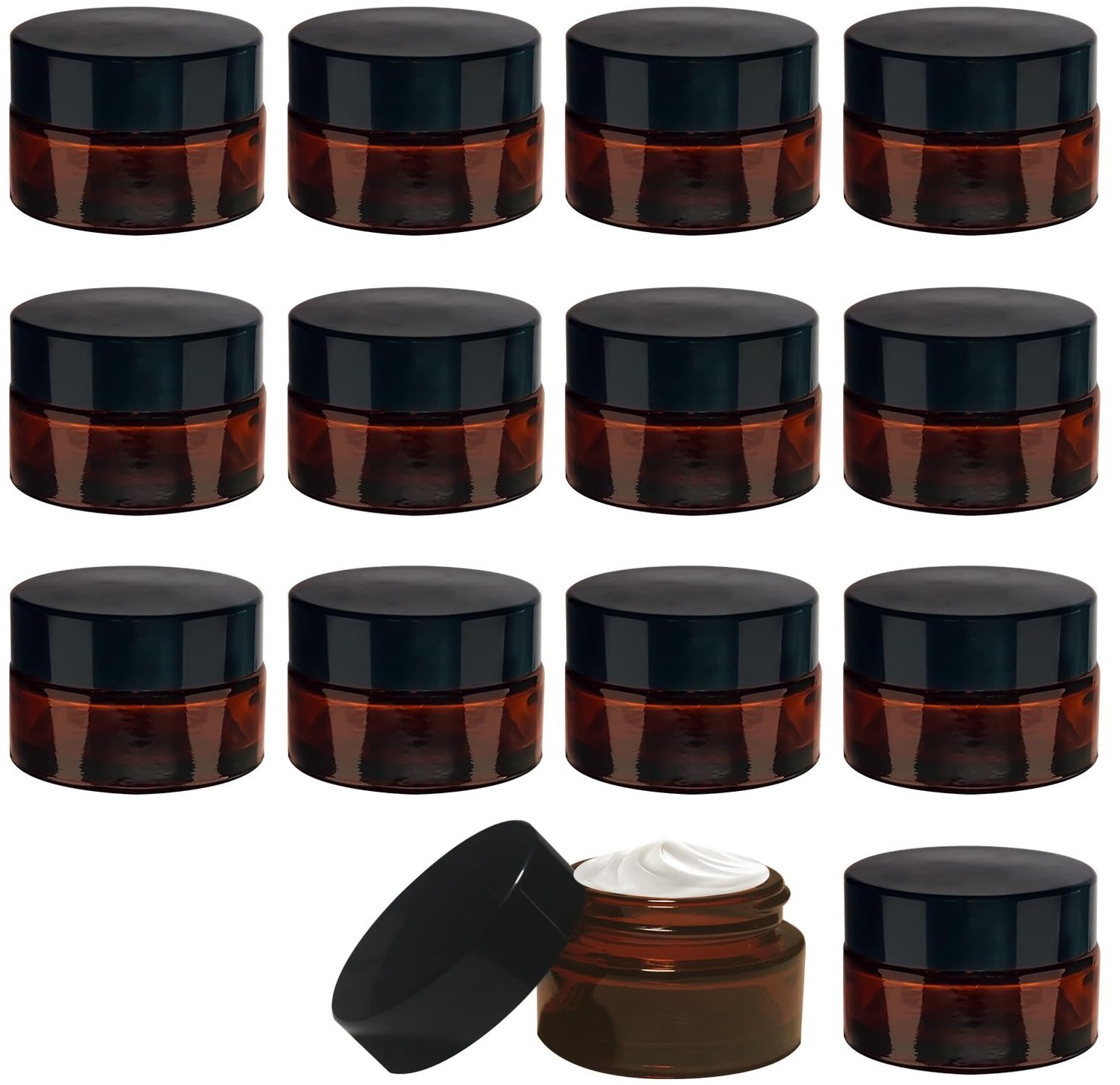 Famanu 14 stuks crèmepotjes om te vullen, 20 ml bruin glas zalfpotje Huid