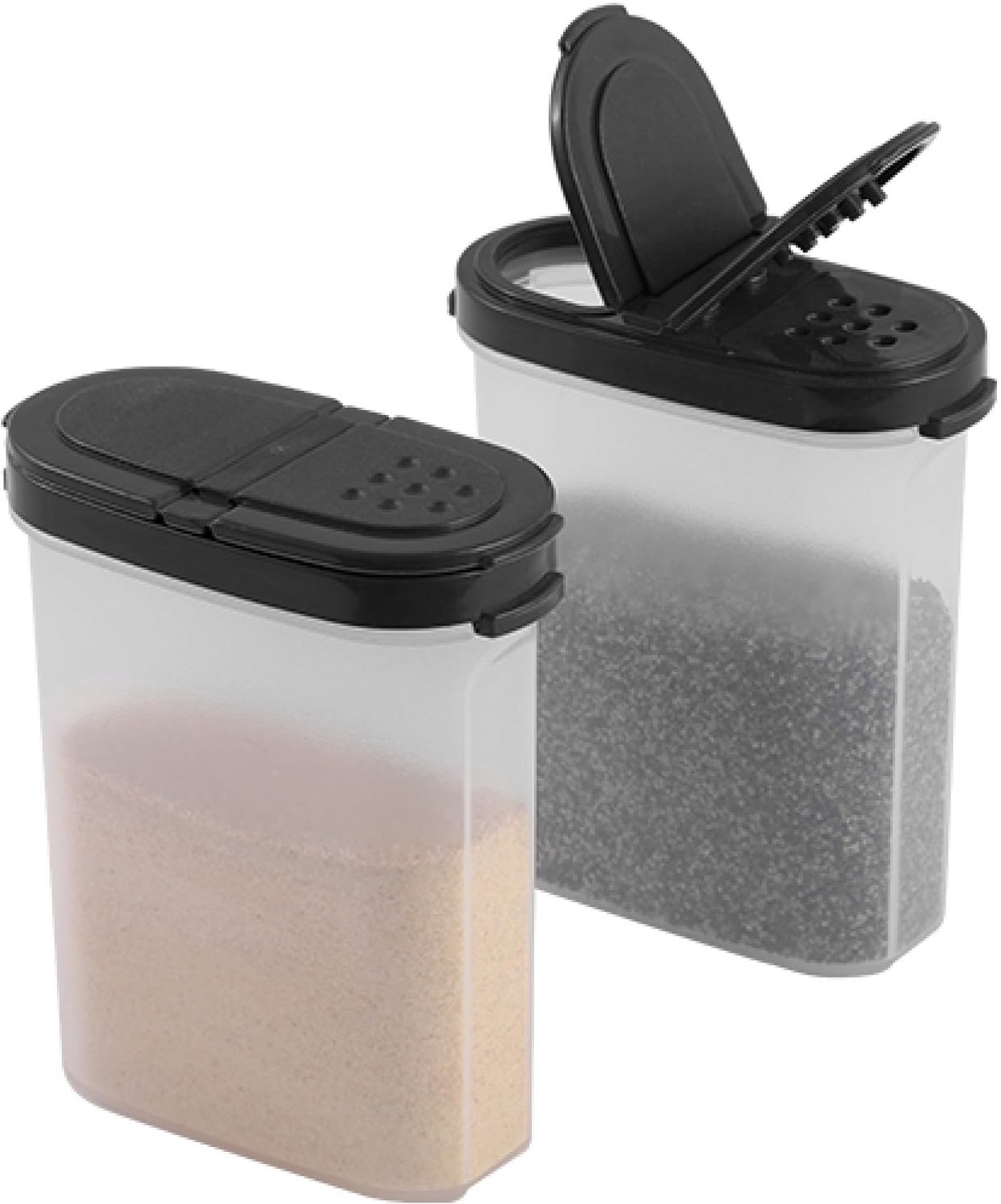 Famanu – Set van navulbare kruidenpotten van 8 oz met deksels, luchtdichte containers voor specerijen, 2-in-1 giet- en zeefdeksels, transparant plastic kruidenorganizer voor de keuken