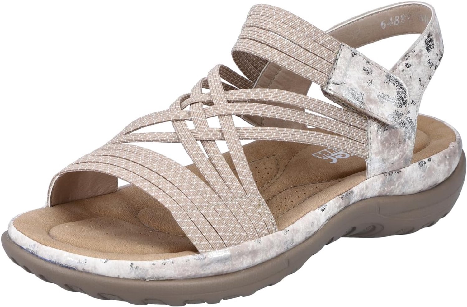 Rieker Dames Sandalen 64888 Comfortabele Synthetische Slippers Beige
