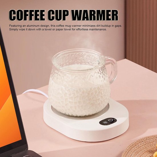 Warme kop, verwarmde ondergrond, constante temperatuurbasis, bureaublad kleine koffiemok warmer voor bureau-bureau kantoor thuis (koffiegeschenken) -50 ℃ constante temperatuur 16W gemakkelijke schoonmaak elektrische verwarmde mok warmer — afbeelding 3
