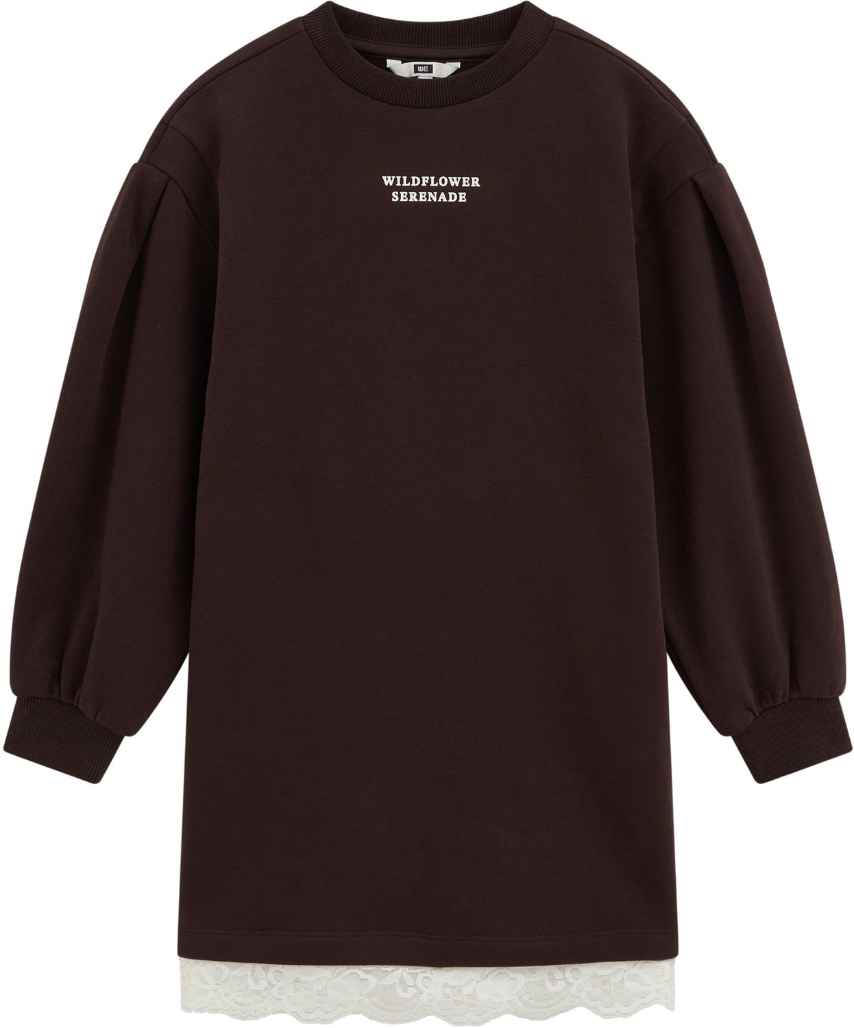 WE Fashion Meisjes oversized sweater jurk met kant