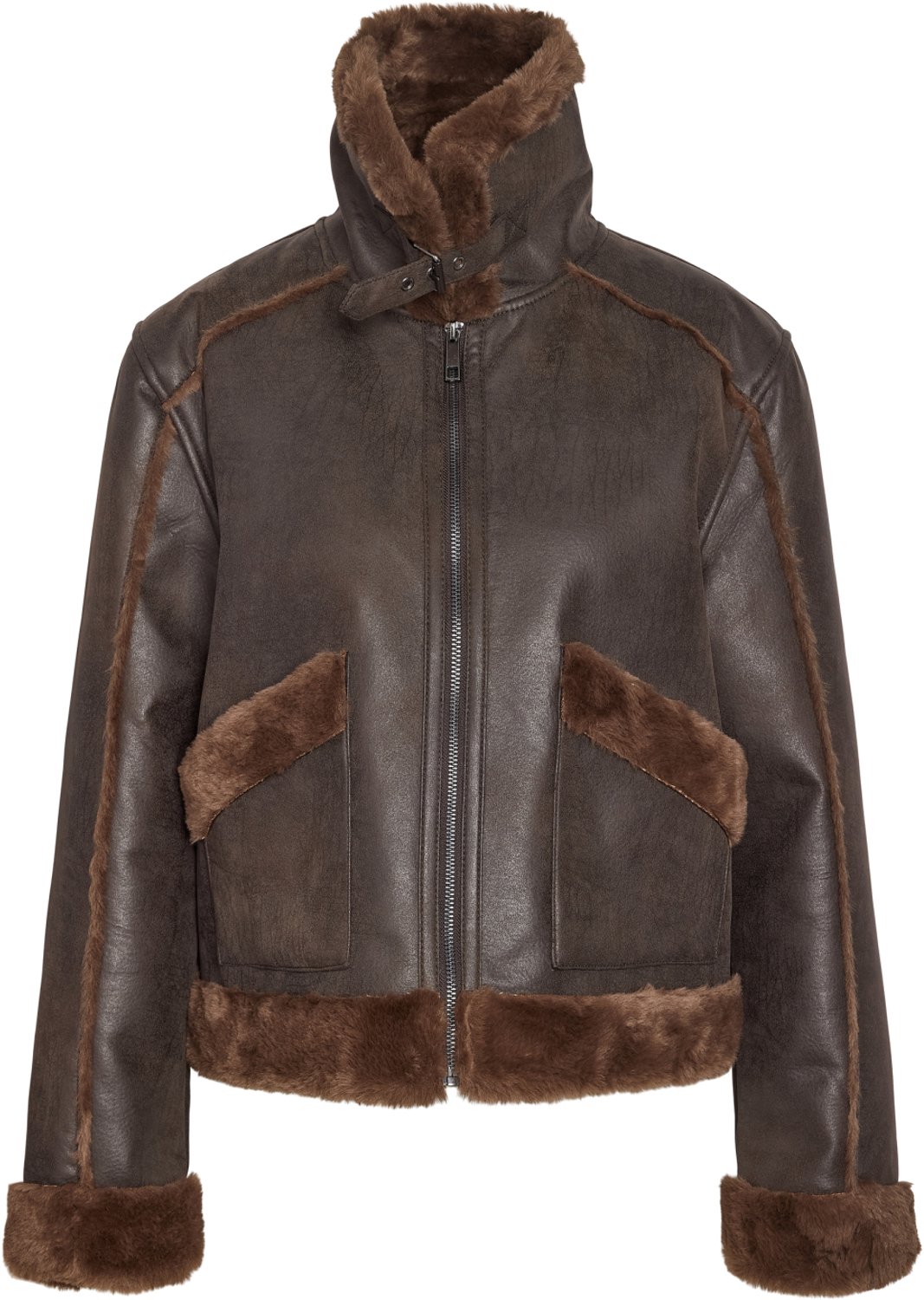 Noisy may Jas Nmella Shearling Jacket Dd 27038051 Chocolate Brown Dames Maat - M