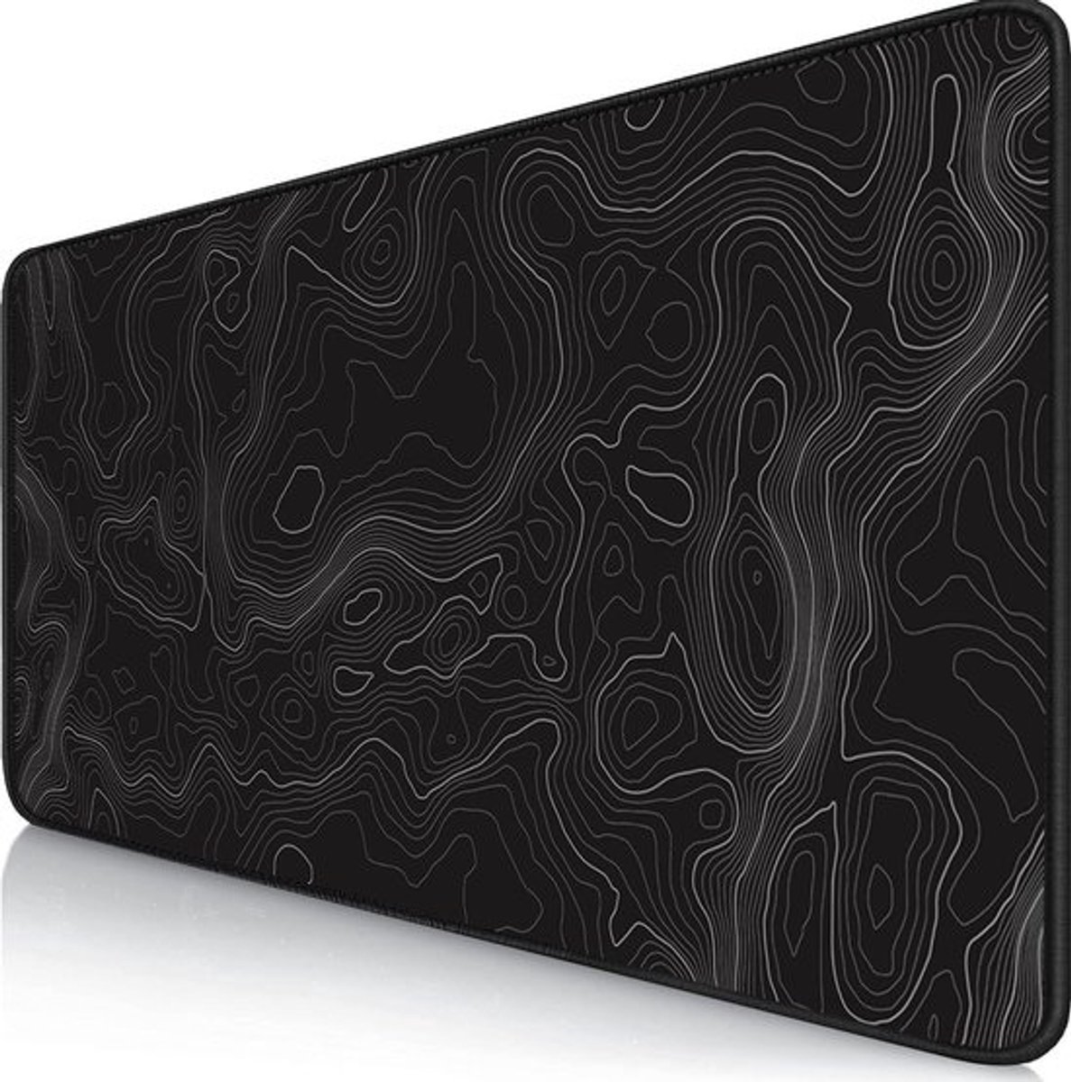 Gaming muismat XXL 900 x 400 mm Artistieke curve muismat groot genaaide randen waterdicht antislip voor pc, MacBook, laptop verbetert precisie en snelheid