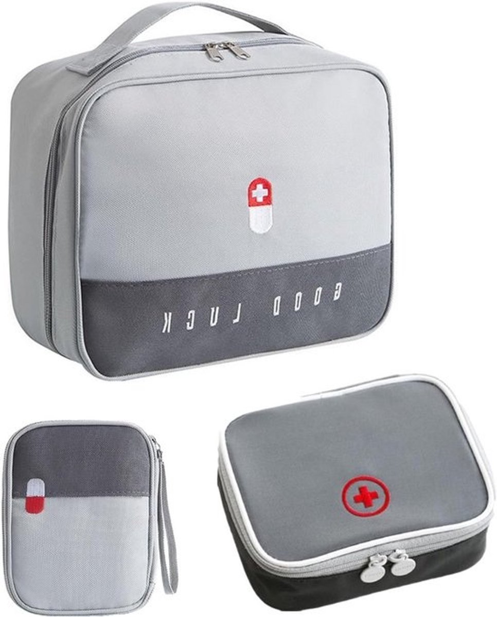 Waterdichte Medicijn Tas Set van 3 Stukken, Lege Minimalistische Tas in Grijs, 10x5x2cm, Ideaal voor Reizen en Organisatie