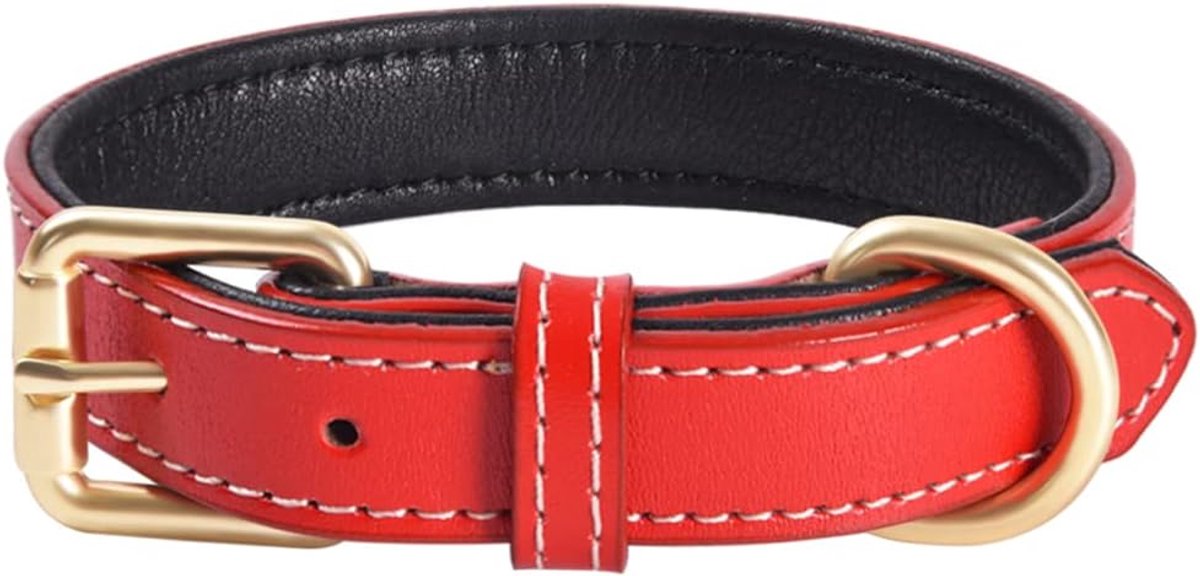 Leren hondenriem, zacht en stevig ((rood，L)