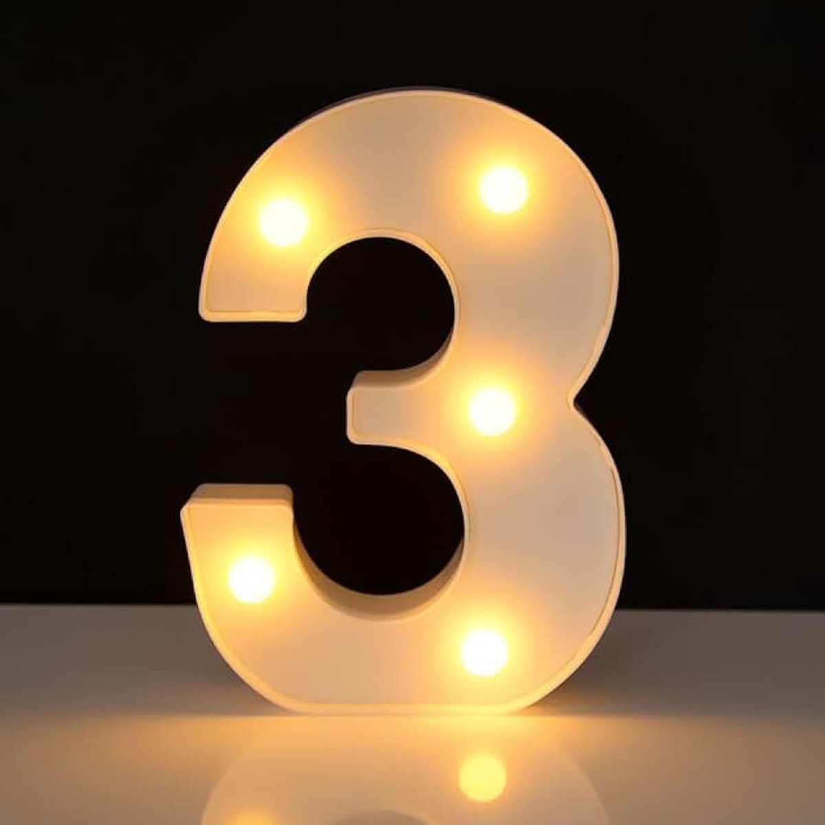 Lichtgevend Cijfer 3-22 cm - Wit - LED