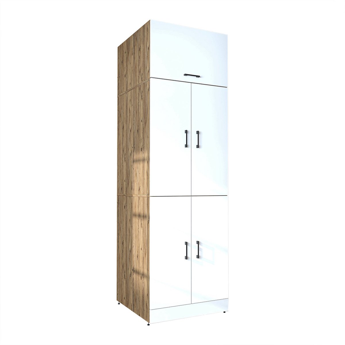 Roomart DORA-II Wasmachine Ombouwkast 70x230 cm met Opzetkast - Wit Eiken
