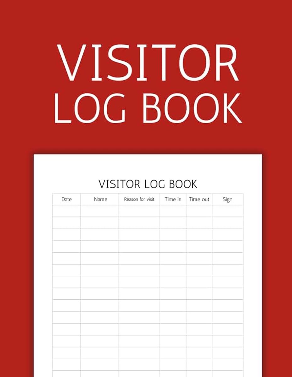 Sign In Book: Daily Guest Log Register for Businesses, Events & Front Desk Use | Record Names, Visit Purpose, Time In & Out and Signature - Red