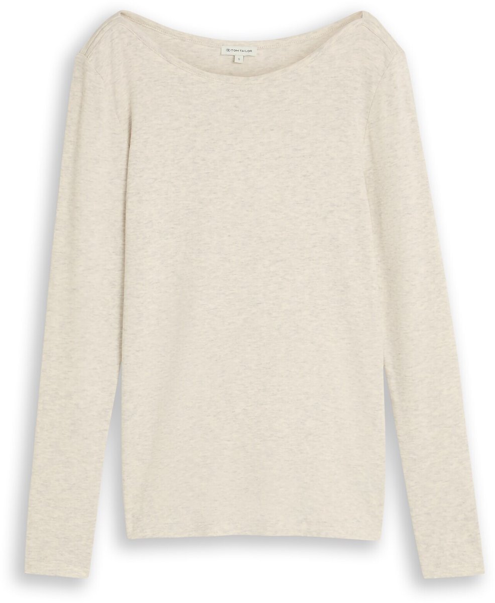 Tom Tailor - Slim fit shirt met lange mouwen en boothals - Maat XL - whisper offwhite melange