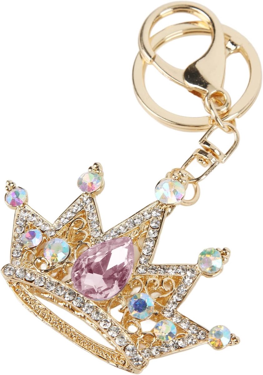 Sleutelhanger van kristal met strass, sleutelhouder voor dames voor tas met hanger in de vorm van een kroon van kristal, bling bling sleutelhanger voor sleutels, tas, telefoon