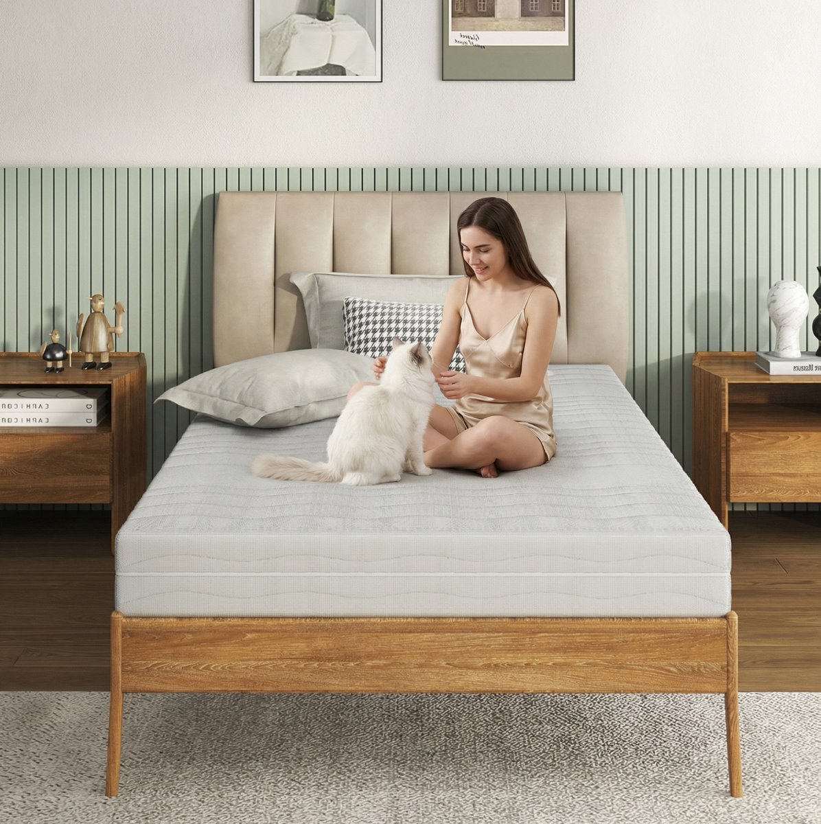 MODENUIT Comfortschuimmatras – 120 x 200 cm – D25-schuimkern – 3D-luchtgaas – Wit – met Afneembare Wasbare Tijk