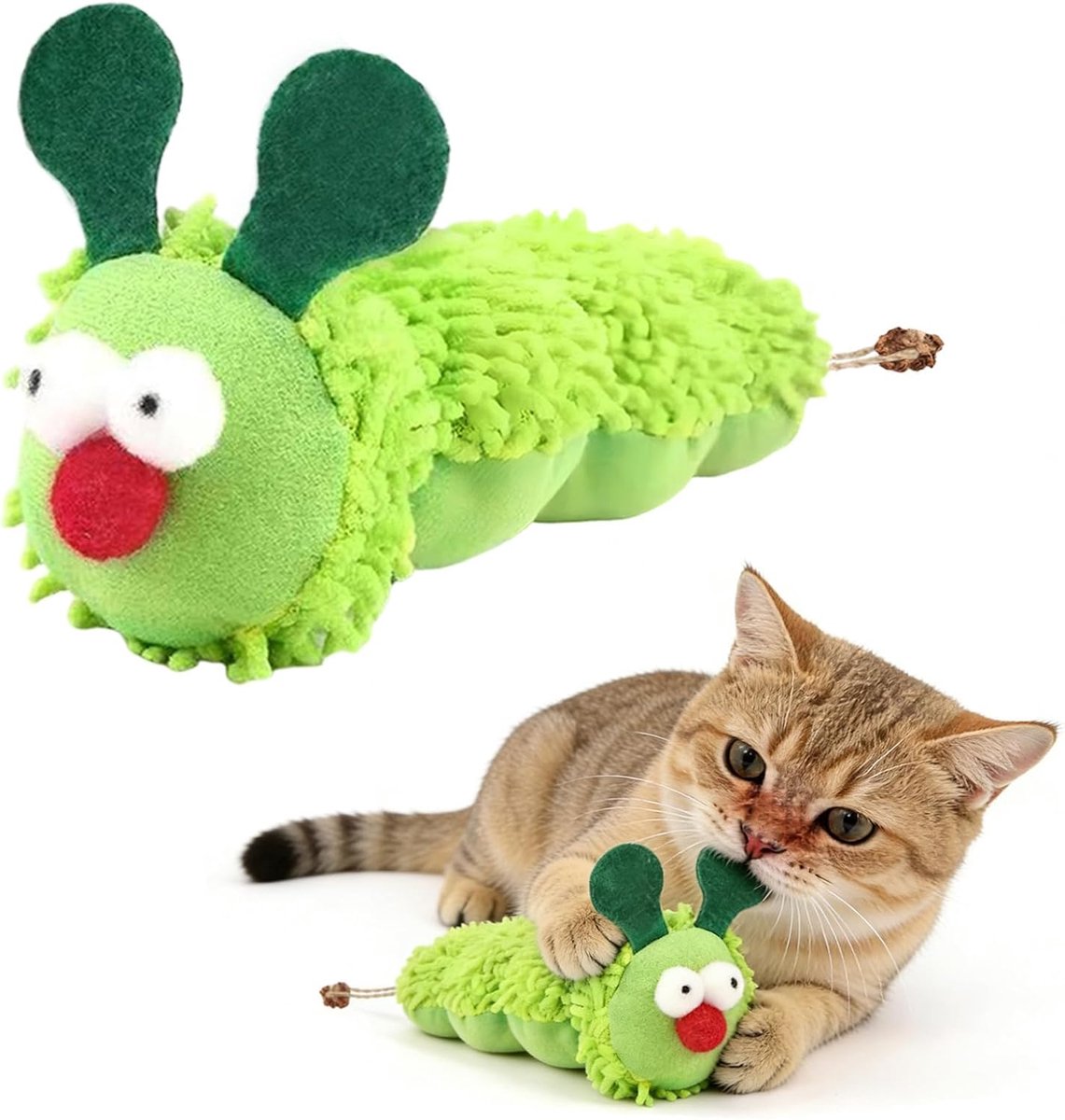 Kattenspeeltje met kattenkruid, interactief kattenspeeltje, rupsvormig kattenspeeltjevoor kittens, zacht kussen met kattenkruid, kattenspeeltjevoor zelfvermaak, kattentandverzorging
