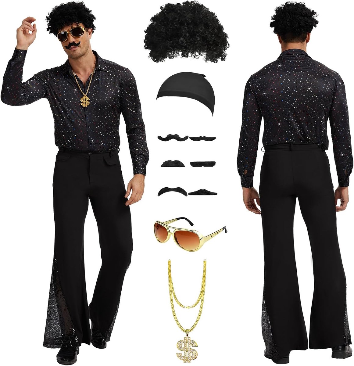 70 discokostuum voor heren, jaren 80 disco fancy dress voor