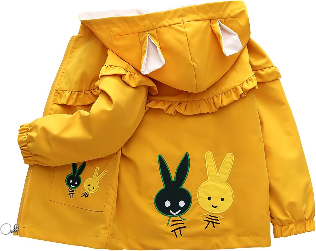 Kinderjas voor meisjes, winddichte jas met capuchon, trenchcoat voor baby's, ademend, voor lente en herfst
