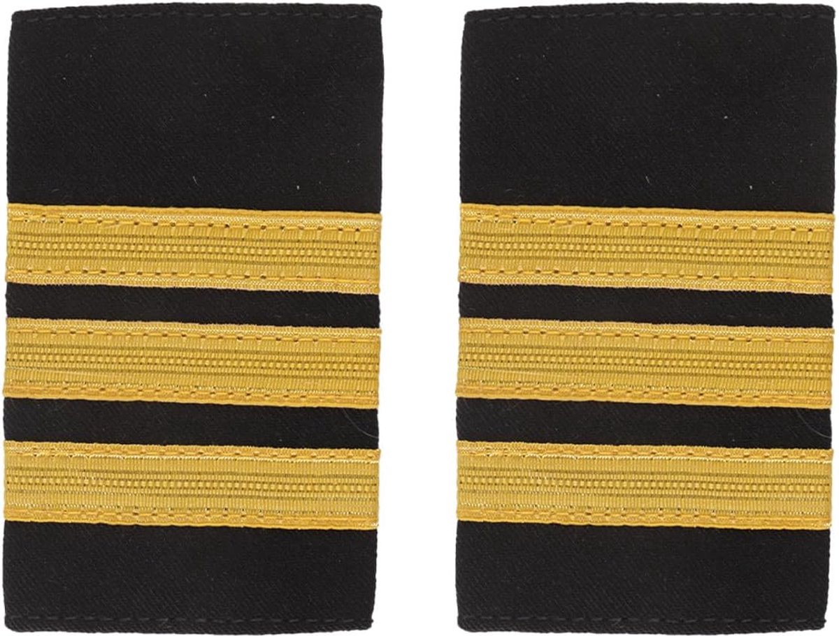 1 paar pilotenuniform epauletten, met drie gouden pilotenluchtvaartmaatschappij insignes sliders cosplay jurk
