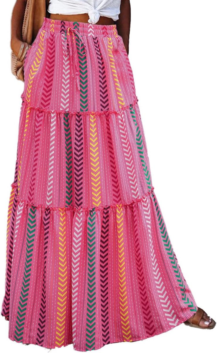 Damesrok, Bohemian print, 2-in-1 strandjurk, casual, zomer, elegante taille, hoge rok