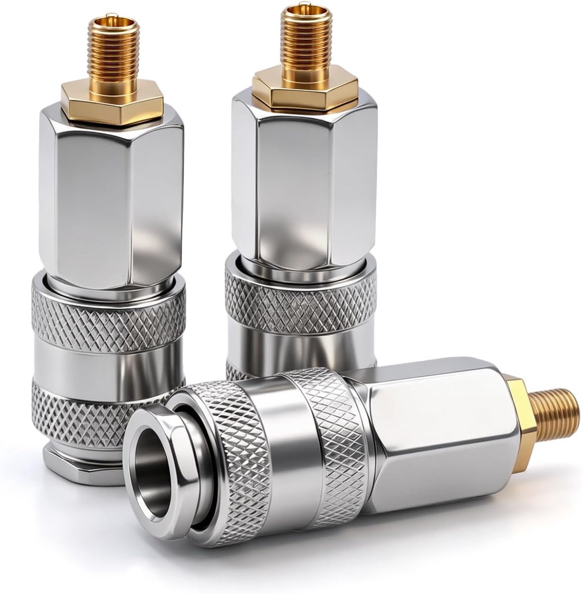 3 stuks autobandenventielaansluiting, luchtcompressoradapter, 3-in-1 snelkoppeling voor bandenpomp, autoventieladapter, hendelstekker, autobanden, ventieladapter, fietsventielen