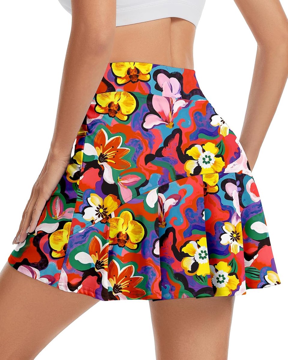 Broekrok voor dames,tennisrok met broek, sportrok, wandelrok, dames, met zakken, minirok