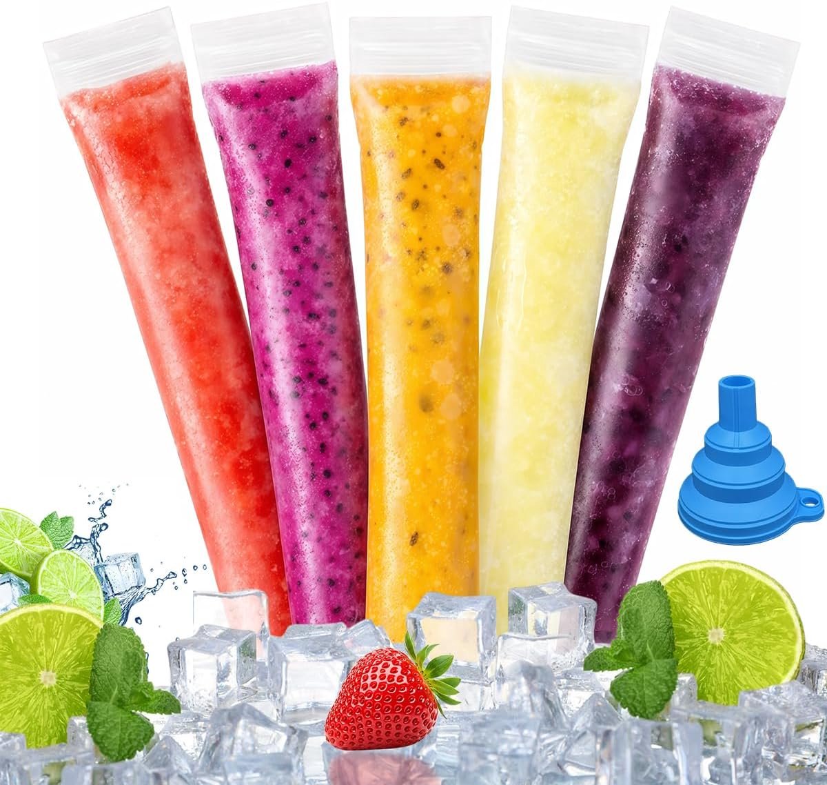 300 stuks ijszakken, ijslollyzakken, ijsvormen, ijsschepzakjes, ijslollyzakken, voor het bereiden van gezond ijs, fruitstelen en ijsshakes