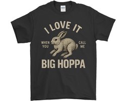 Kikkerliefde Shirt – I LOVE IT WHEN YOU CALL ME BIG HOPPA – Dieren Outfit – Unisex T-Shirt voor Dames & Heren – Leuk Cadeau