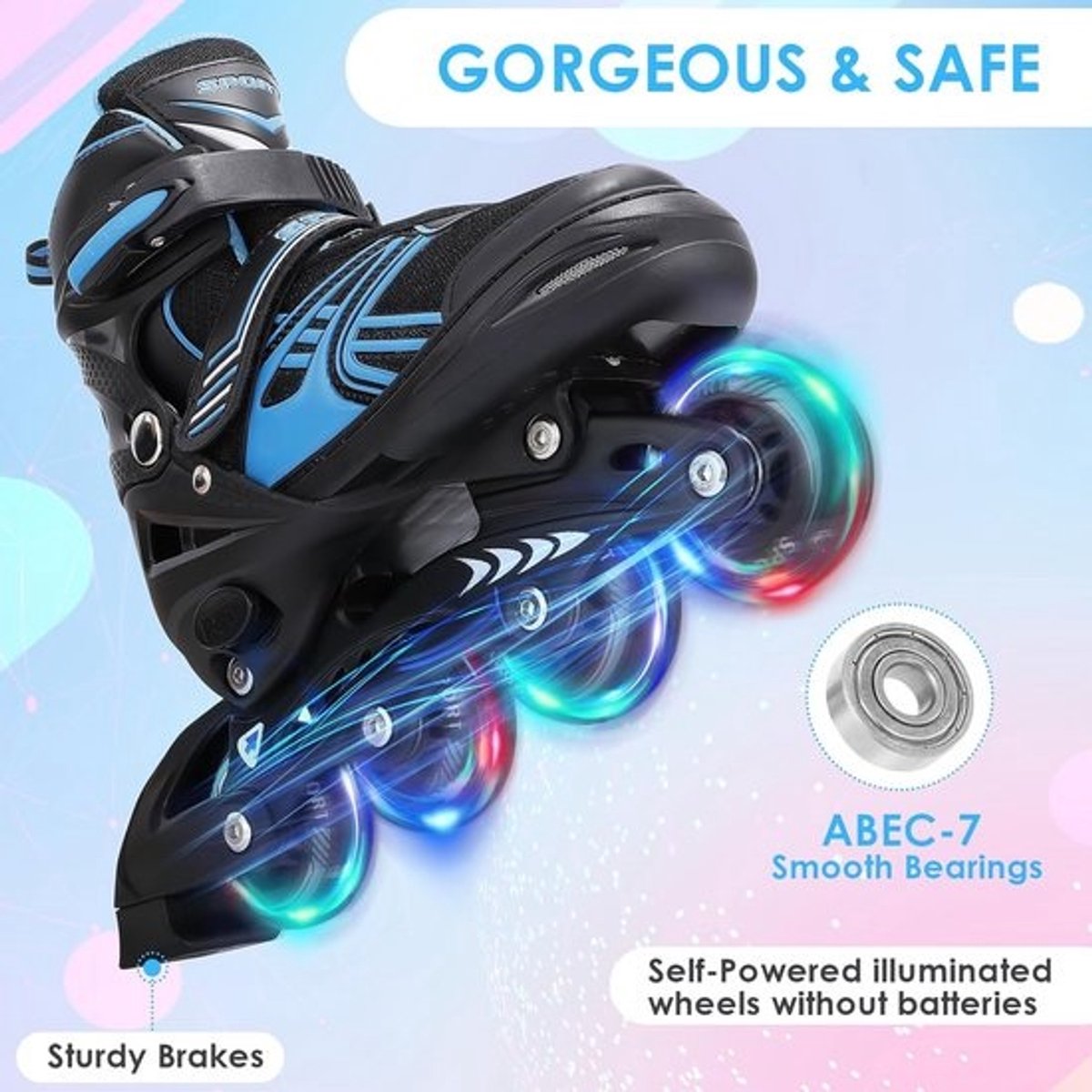 Verstelbare Inline Rolschaatsen met LED-wielen voor Kinderen en Volwassenen