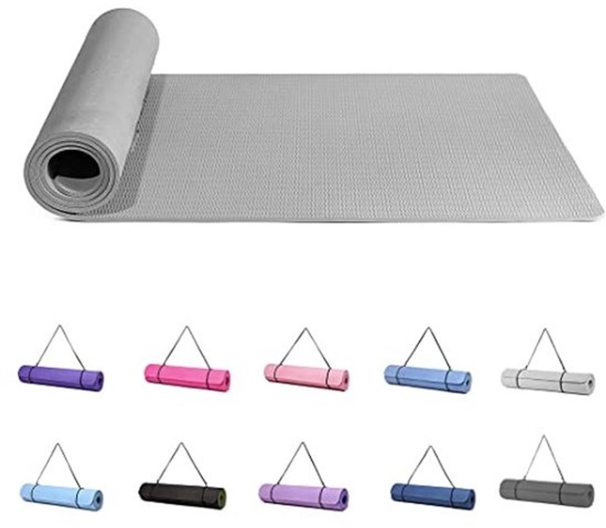 Antislip Yogamat voor Vrouwen - Dikke Gymmat met Draagband voor Yoga, Pilates en Gymnastiek (183 x 61 cm)