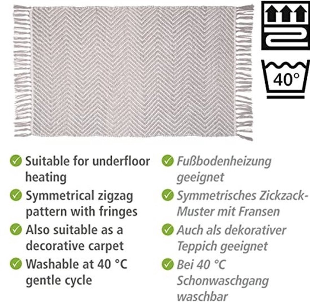 Badmat 50 x 80 cm in trendy etnostijl van gerecycled materiaal - Slipvaste, wasbare badmat