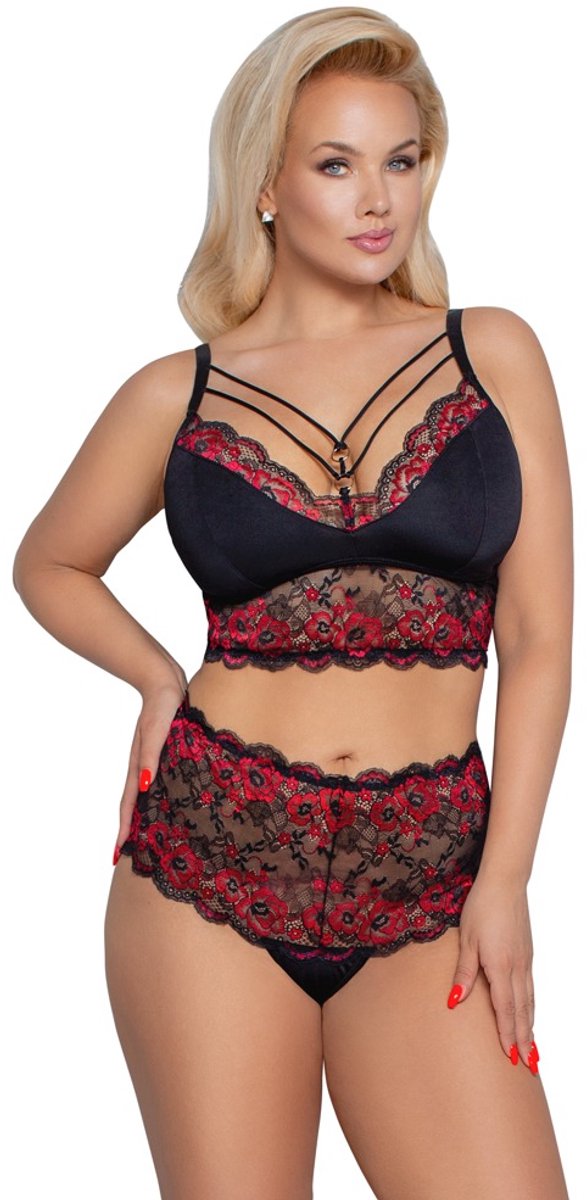 Bra and Briefs black/red 3XL