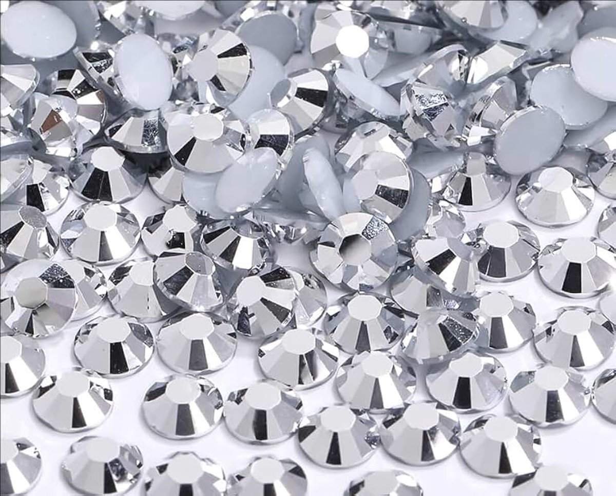 4 mm strass-steentjes, glittersteentjes, transparant, ronde kristallen steentjes voor nagels, doe-het-zelfdecoratie, kleding, telefoonhoesjes, schoenen, tassen (zilver)