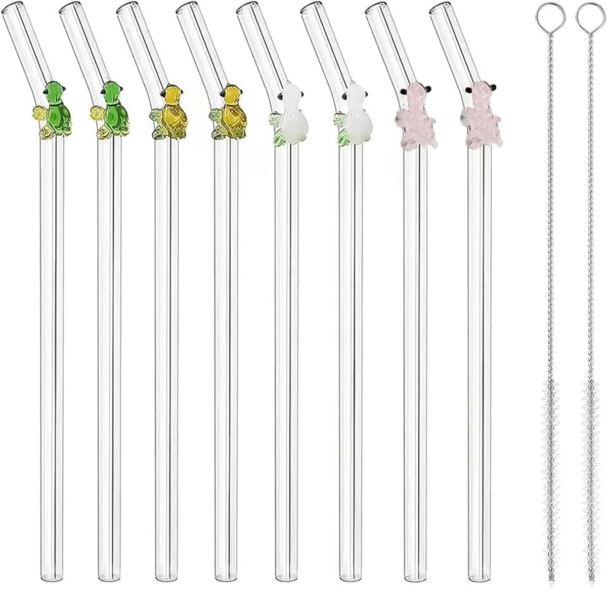 Herbruikbare Glazen Rietjes -Onbreekbaar, Inclusief Reinigingsborstels - Perfect voor Smoothies, Cocktails en Meer!