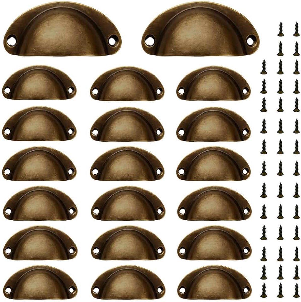 20 stuks Vintage Schelpgrepen, Retro lade Grepen, Vintage Schelphandgrepen, Meubelgrepen, Keukenkast Handgrepen, lade Knoppen, lade Handvat met Schroeven(Bronzen afwerking)