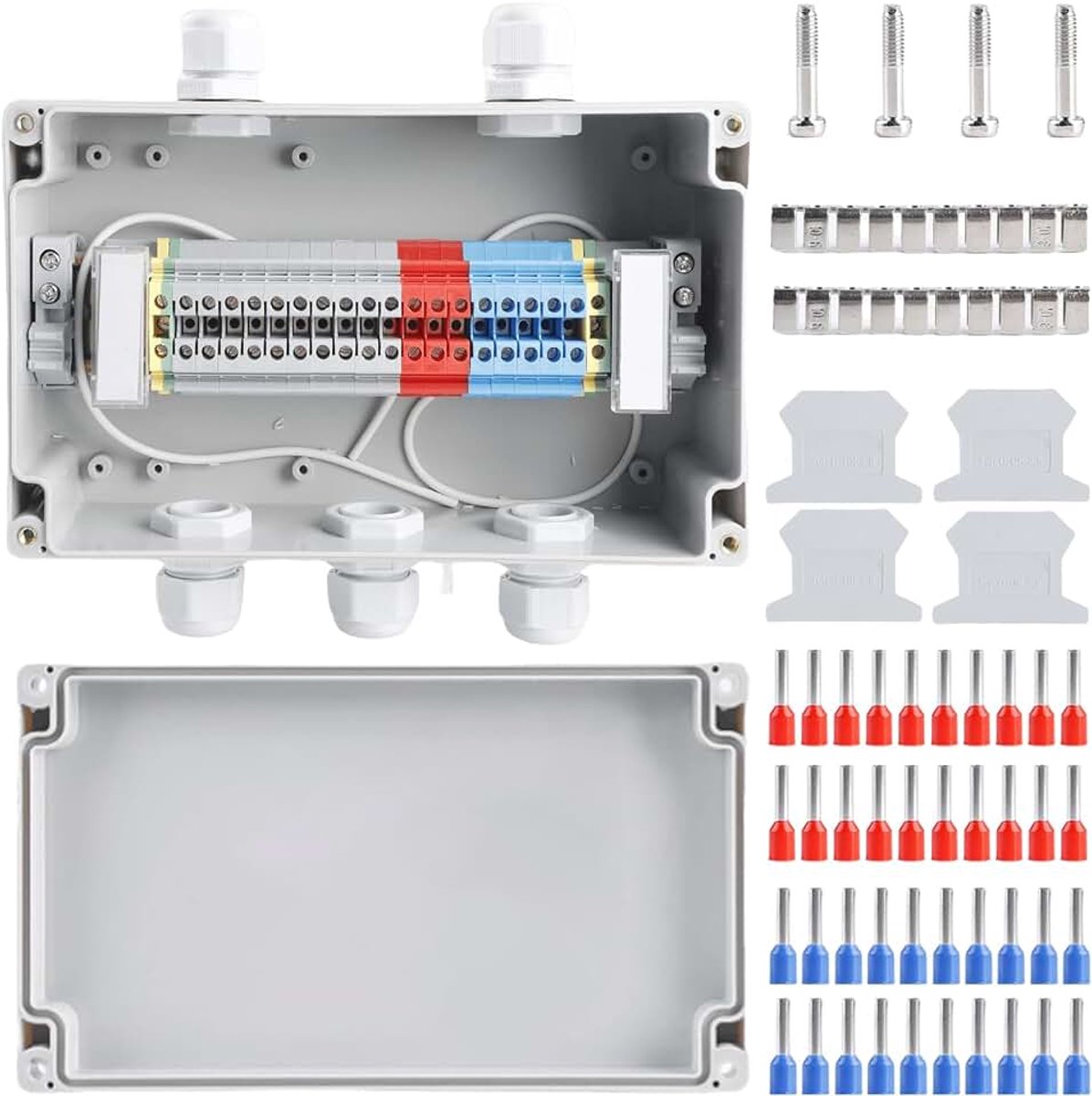 Waterdicht IP68, 2-in-3 opbouw, waterdicht klemblok DIN-rail, klemlijstkit, UK2,5 klemkit voor kabelaansluiting