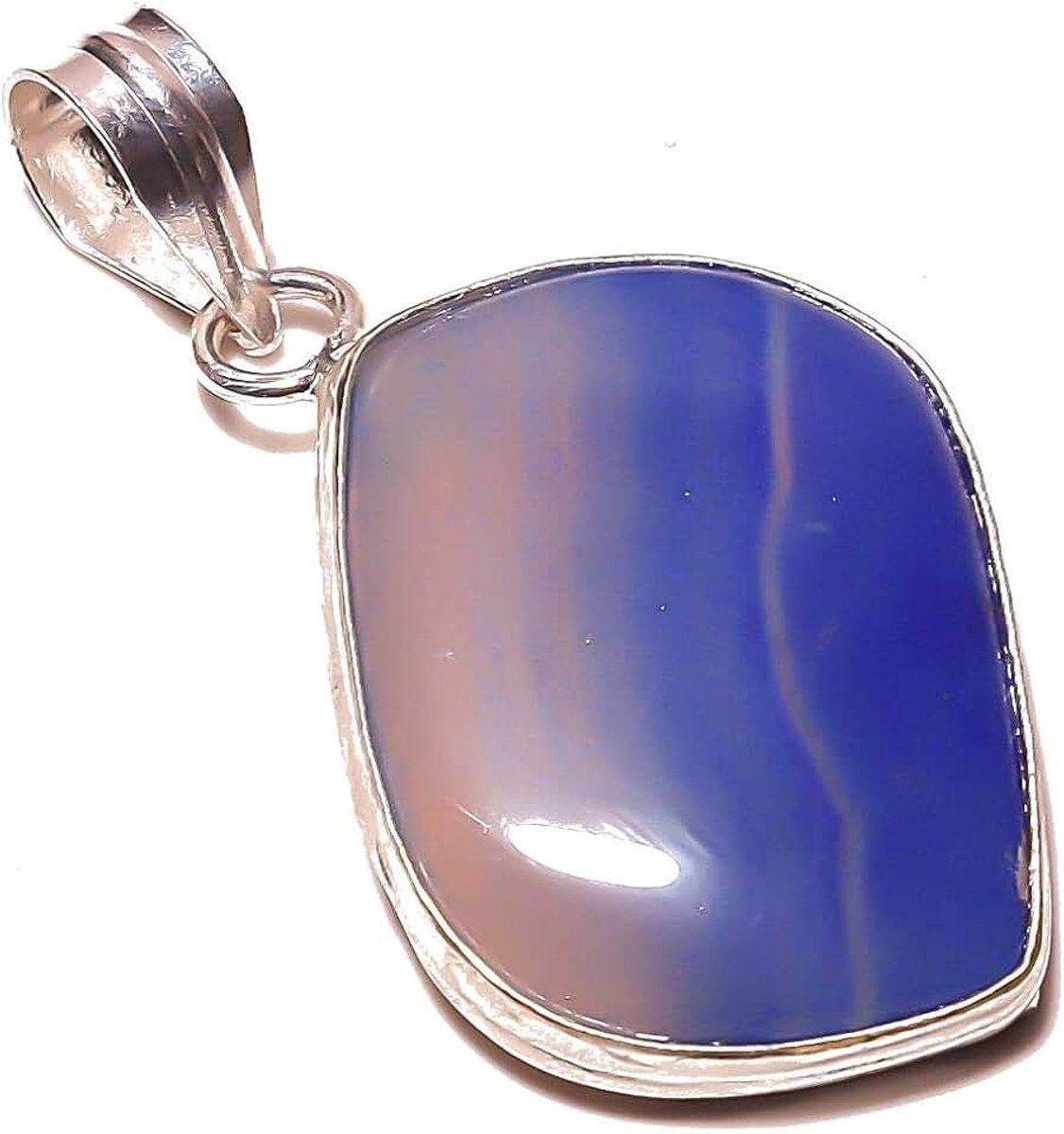 Botswana Agate Handmade PENDANT 2" Long Silver Plated! Jewelry from Kashish! All Variety Store all Occasions