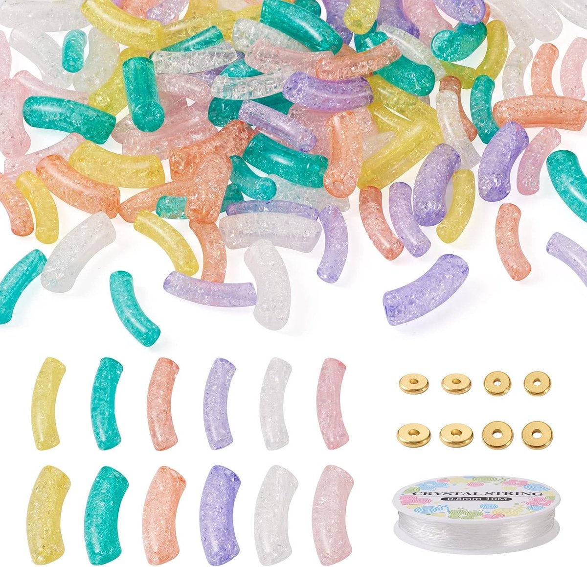 Kralen armband maken kit acryl bamboe buis noedels kralen messing spacer elastische snaren sieraden accessoires