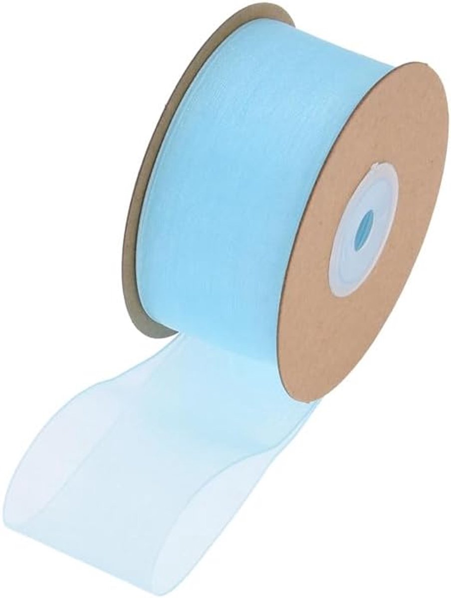 Linten, 25 m x 25 mm, organza lint, cadeaulint, bruiloft, taartband, tuleband voor geschenkverpakkingen, handwerk, geschenk, doe-het-zelf, feestdecoraties, bruiloftsdecoratie, blauw #1