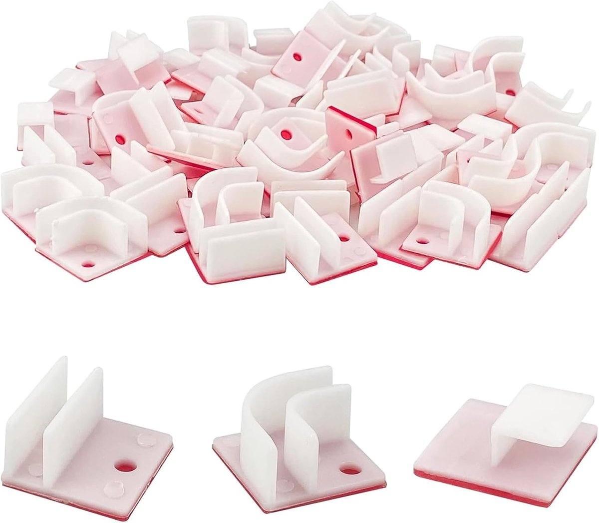 60 stks Zelfklevende LED Licht Clip Strip Licht Houder Card Lijn Gesp Haken Bevestiging Seat Montagebeugel Clips, 90/180 Graden Card Line Klem, voor Home Party Decoratie Lichten Hanger (3 soorten)